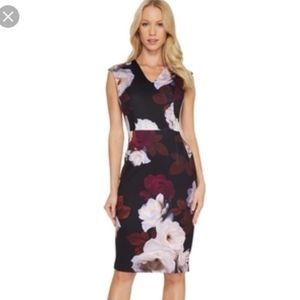 Calvin Klein floral V-neck sheath dress size 14W